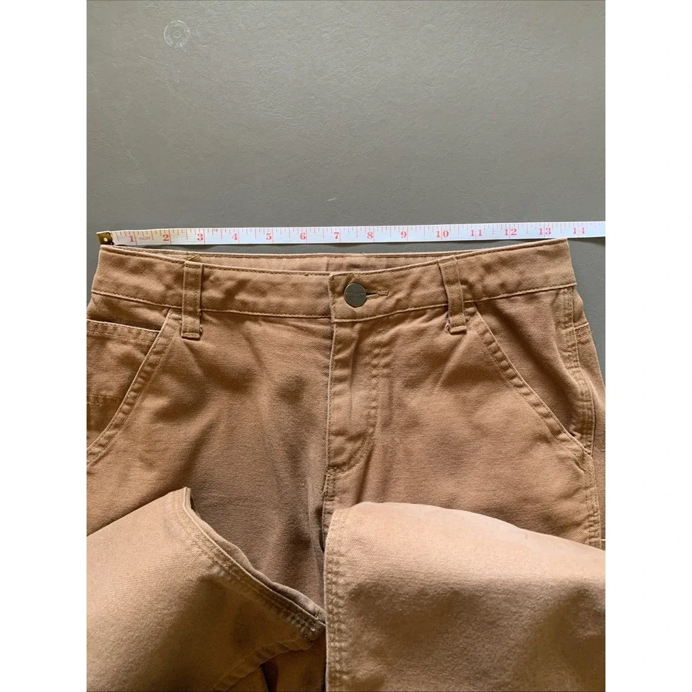 Carhartt Youth Size 12 Pants Carpenter Tan Brown Adjustable Waist Pockets Canvas